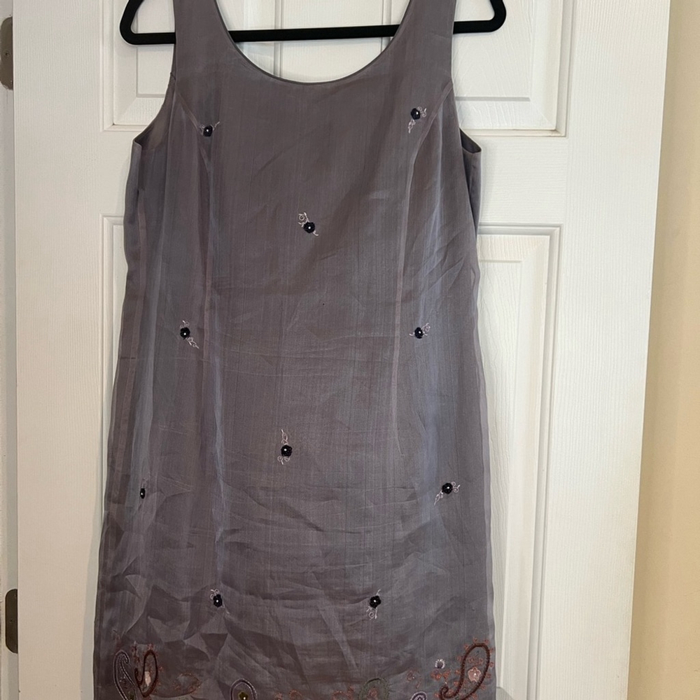 Petite Sophisticate Elegant Gray Sleeveless Dress Y2K Vintage